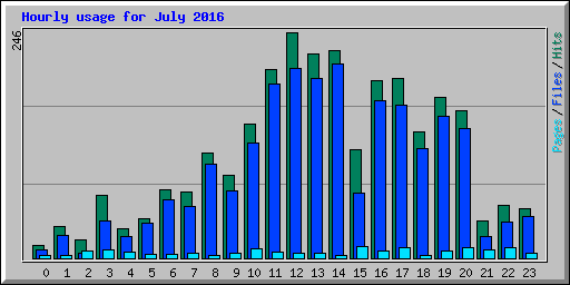 Hourly usage for July 2016
